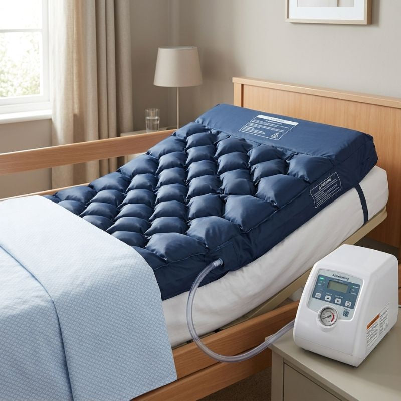 Air bed for patients with medical air mattress and pump
