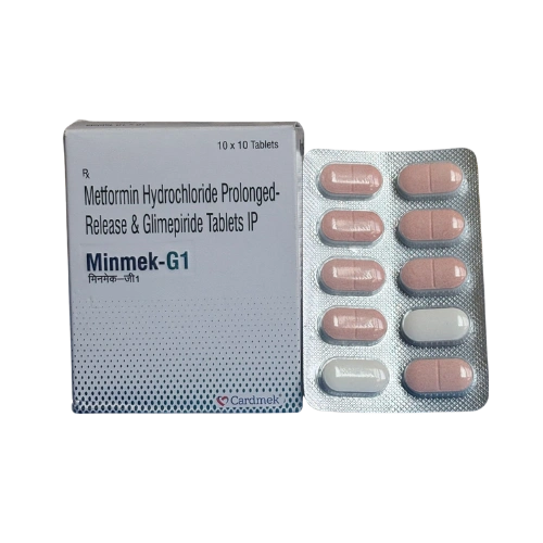 Metformin HCL (SR) 500mg and Glimepiride 1mg > Strip Medicine