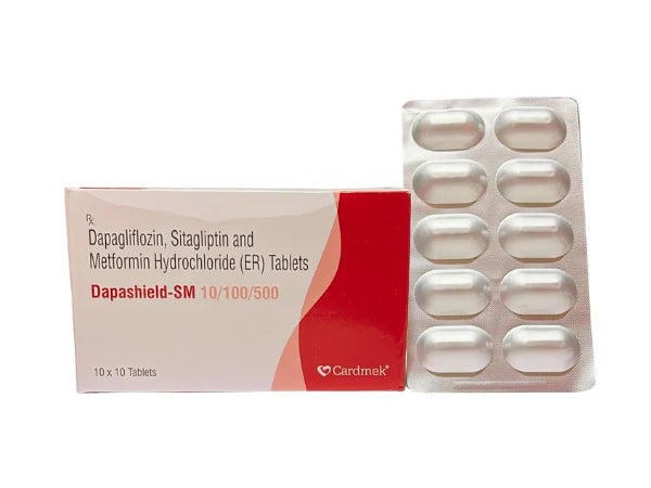 Sitagliptin 100mg, Metformin 500mg and Dapagliflozin 10mg > Strip Medicine