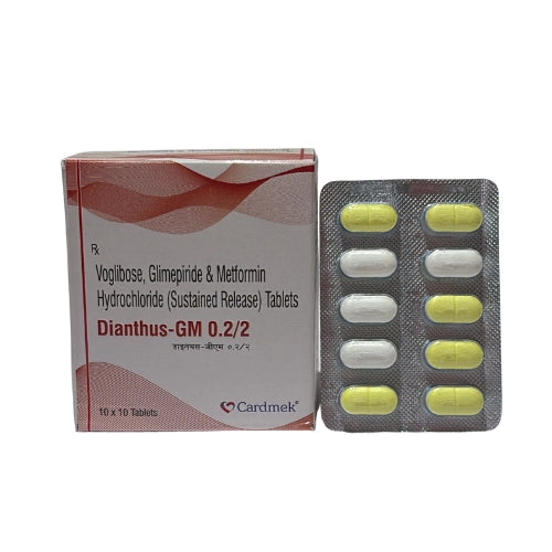 Metformin HCL 500 mg , Glimepiride 2 mg and Voglibose 0.2 mg > Strip Medicine
