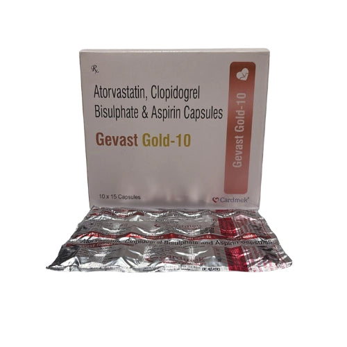 Atorvastatin 10mg , Clopidogrel 75mg and Aspirin 75mg Capsules > Strip Medicine
