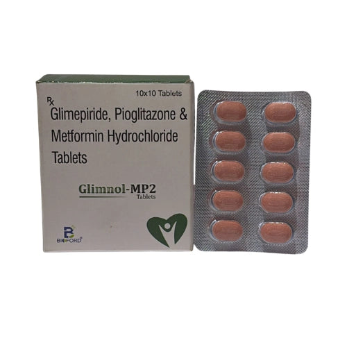 Glimepiride,Pioglitazone Hydrochloride and Metformin Hcl 500mg > Strip Medicine