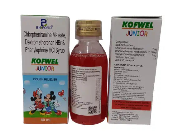 Cough Syrup - Dextromethorphan Hydrobromide 5 mg , Chlorphenaramine maleate 2 mg and Phenylephrine Hydrochloride 5mg > Syrups & Solutions