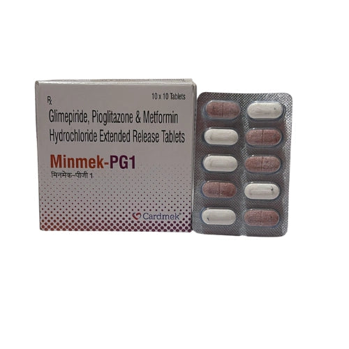 Glimepiride,Pioglitazone Hydrochloride and Metformin Hcl 500mg > Strip Medicine