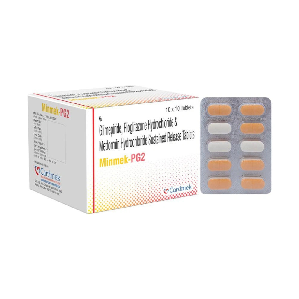 Glimepiride,Pioglitazone Hydrochloride and Metformin Hcl 500mg > Strip Medicine