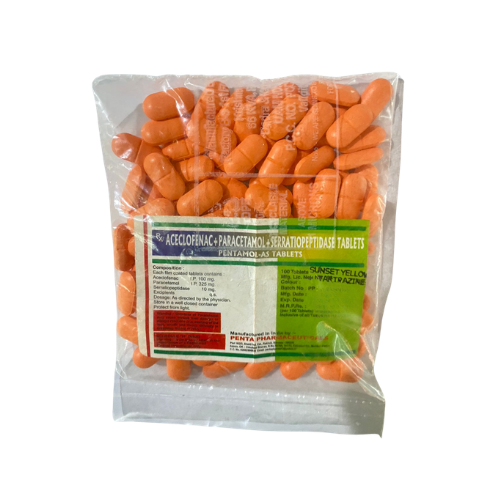 Aceclofenac 100 mg , Paracetamol 325 mg & Serratiopeptidase 10 mg > Loose Pack