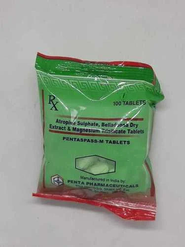 Sapasmosdan-Atropine Sulphate  0.25mg, Belladonna Dry Extract 10mg and Magnessium Trisilicate 250mg > Loose Pack
