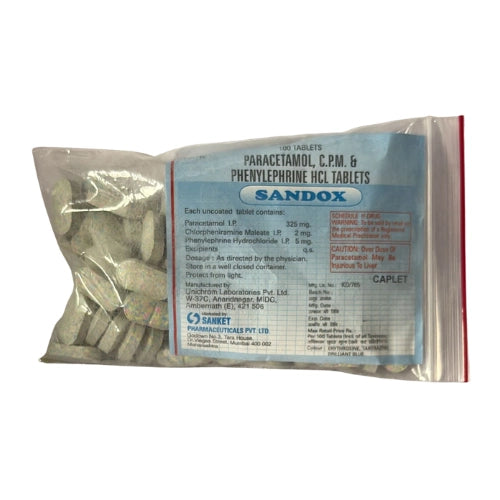 Paracetamol 325mg , Chlorpheniramine Maleate 2mg and Phenyleprine Hydrochloride 5mg > Loose Pack