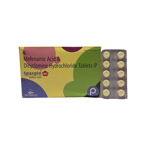 Mefenamic Acid 250mg and Dicyclomine Hydrochloride 10mg > Strip Medicine