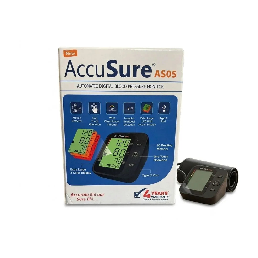 AccuSure AS05 Blood Pressure Monitor with 3 Color Smart Display Technology Black