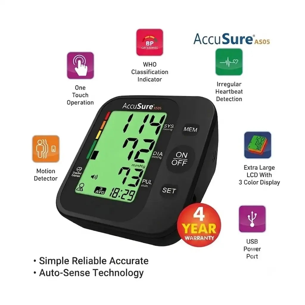 AccuSure AS05 Digital Blood Pressure Monitor for Accurate Home Blood Pressure Monitoring with Adjustable Arm Cuff