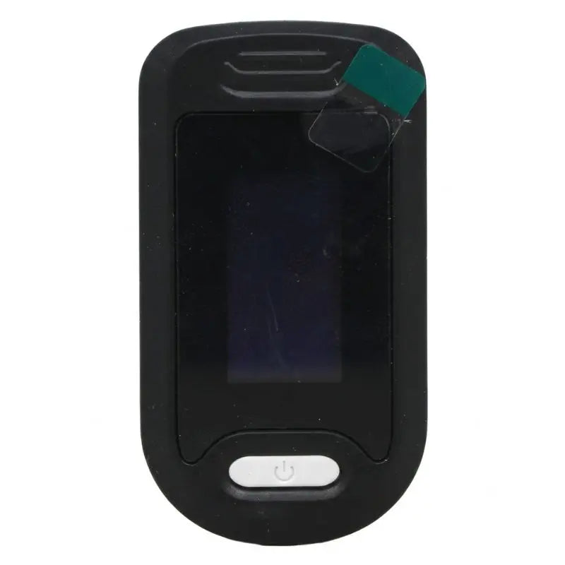 Front view of the AccuSure Pulse Oximeter unit showing its central power button and screen display window.