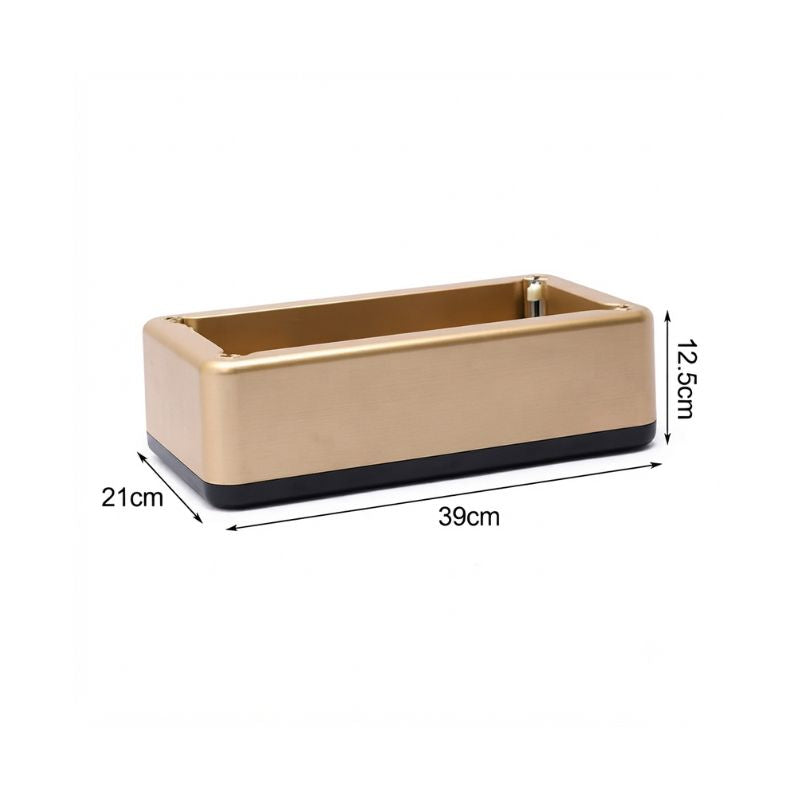 Dimensional layout of the automatic shoe cover dispenser measuring 39cm in length, 21cm in width, and 12.5cm in height.