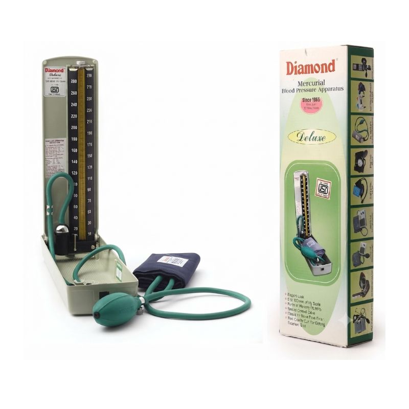 Diamond BPMR120 deluxe mercurial blood pressure apparatus front view – a classic manual bp machine since 1965 with deluxe finish, reliable construction, and professional-grade accuracy for healthcare providers and home users.