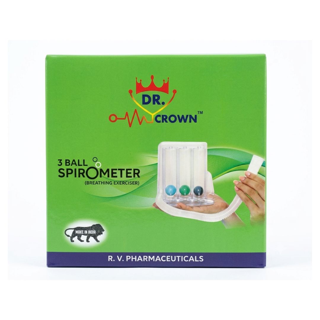 Dr Crown 3 Ball Spirometer lung exerciser for deep breathing and respiratory therapy