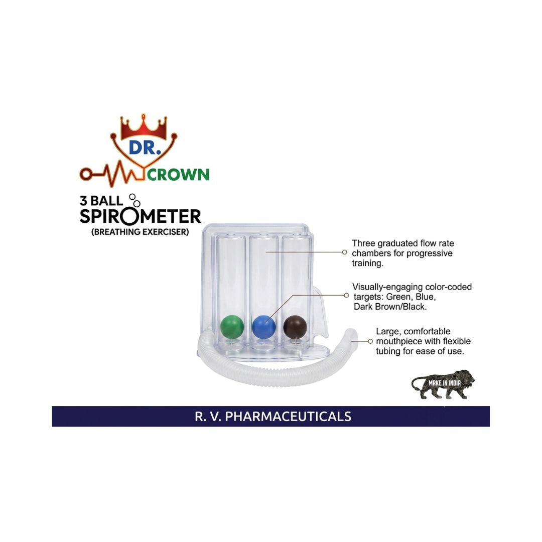 Dr Crown incentive spirometer with mouthpiece for improving lung capacity after surgery