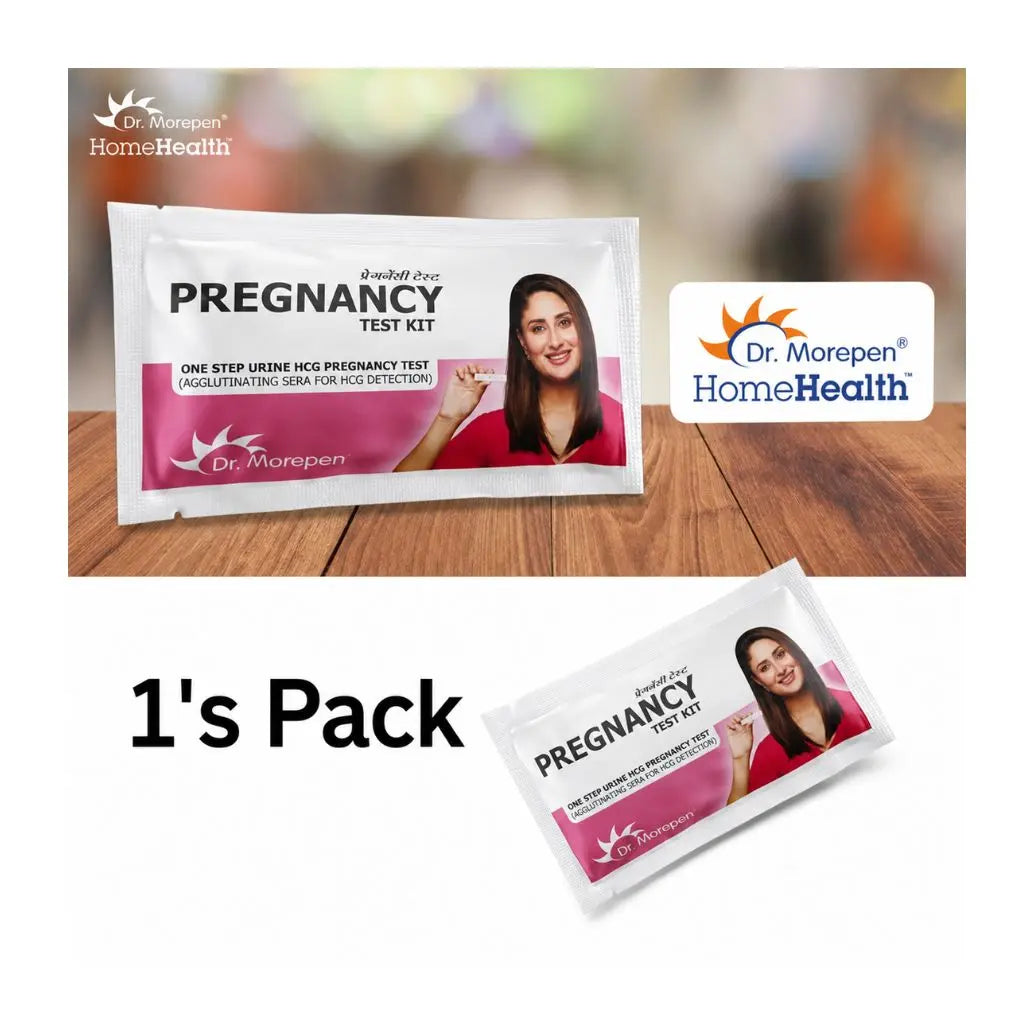 Dr. Morepen HomeHealth pregnancy test kit 1's pack retail packaging.
