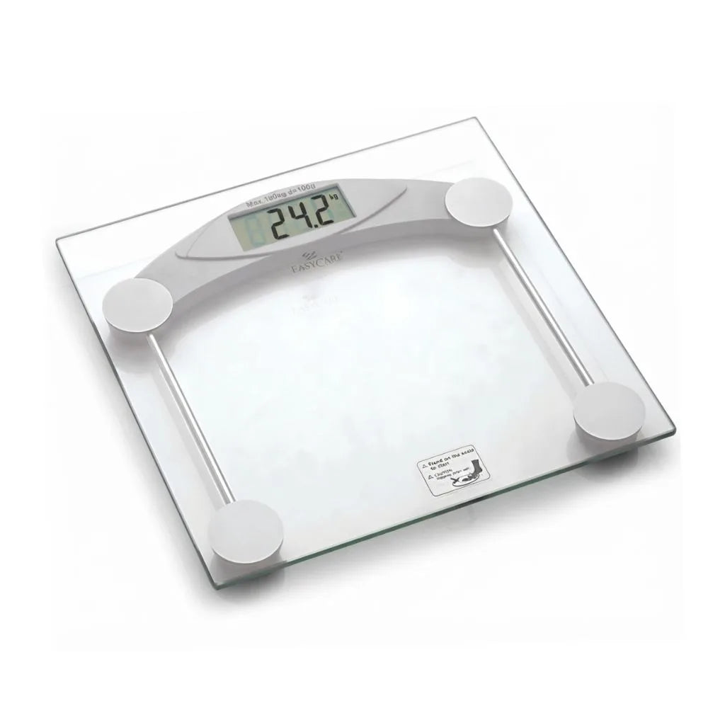 EASYCARE 3118 B digital weighing scale display showing 100g accuracy and precise weight reading for accurate daily body weight tracking.