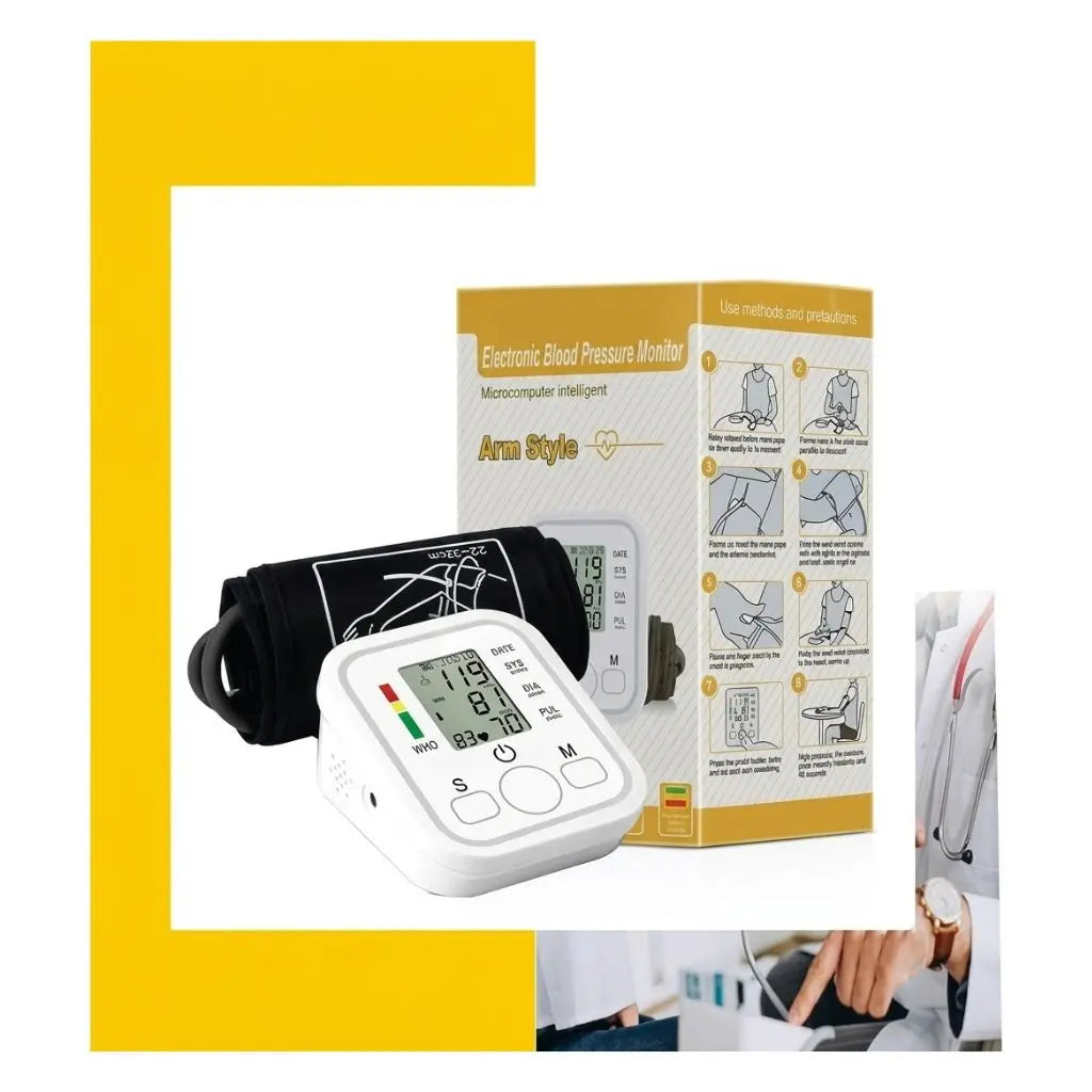 jZiki electronic blood pressure monitor arm style device with microcomputer intelligent technology, comprehensive user manual, and WHO blood pressure risk indicator for accurate home health monitoring
