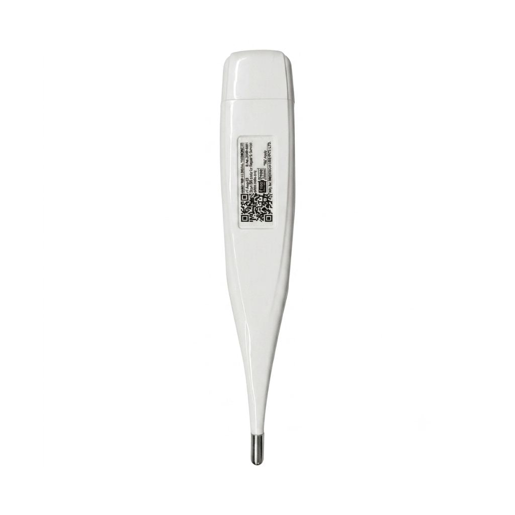 QR code to view product details for Medtech TMP-11 digital thermometer – scan to access complete specifications, usage instructions, and warranty information for reliable temperature monitoring.