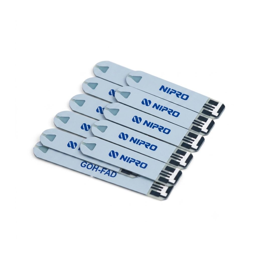 Nipro Premier S blood glucose monitoring system kit including monitor, test strips, and packaging.