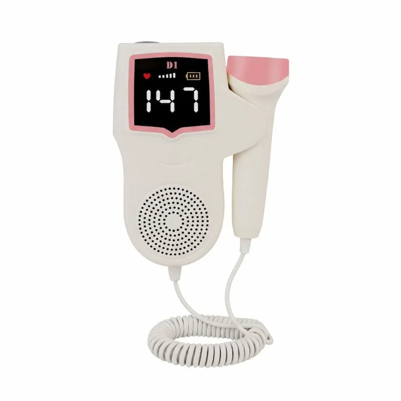 Niscomed ND-106 fetal doppler portable device featuring a clear LCD display for accurate fetal heart rate monitoring – a lightweight and reliable handheld doppler for listening to your baby's heartbeat.