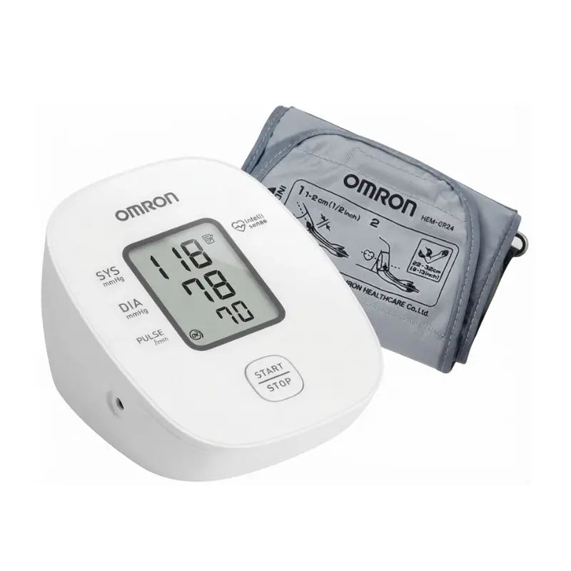 Close-up display and cuff overview for the omron bp monitor 7121j showing blood pressure measurement readings.