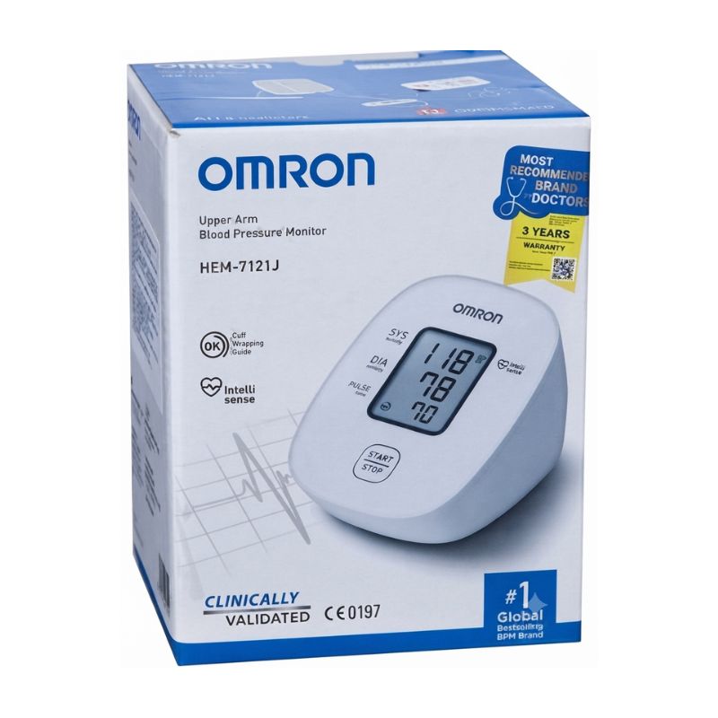 Omron HEM-7121J upper arm blood pressure monitor – most recommended brand by doctors with 3-year warranty, clinically validated, and IntelliSense technology for accurate and reliable home blood pressure monitor