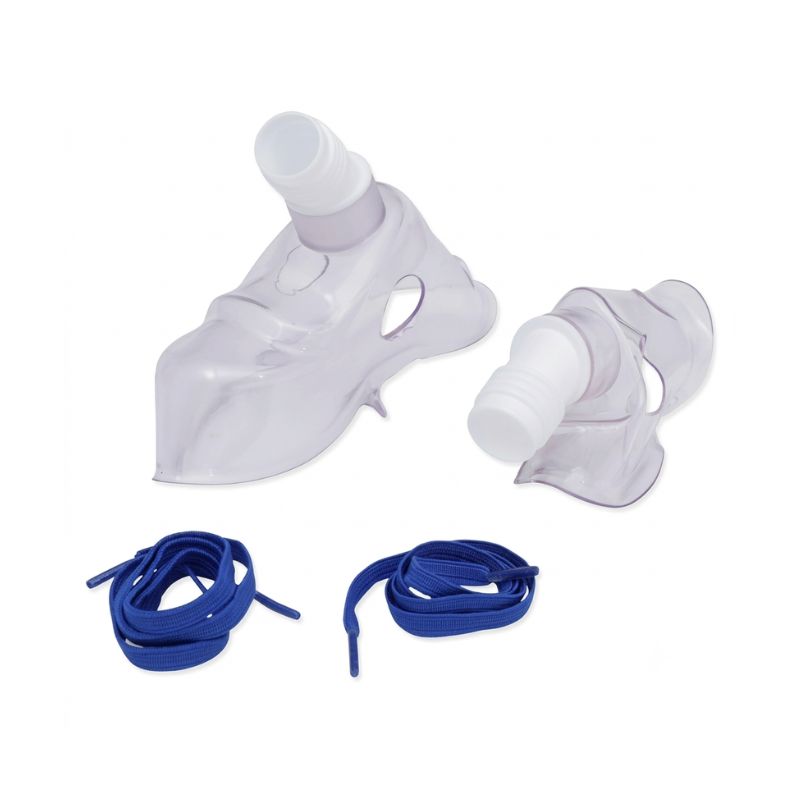 Romsons Angel nebulizer adult mask close-up – soft and comfortable mask designed for effective medication delivery, with adjustable straps for secure fit during aerosol therapy for adults.
