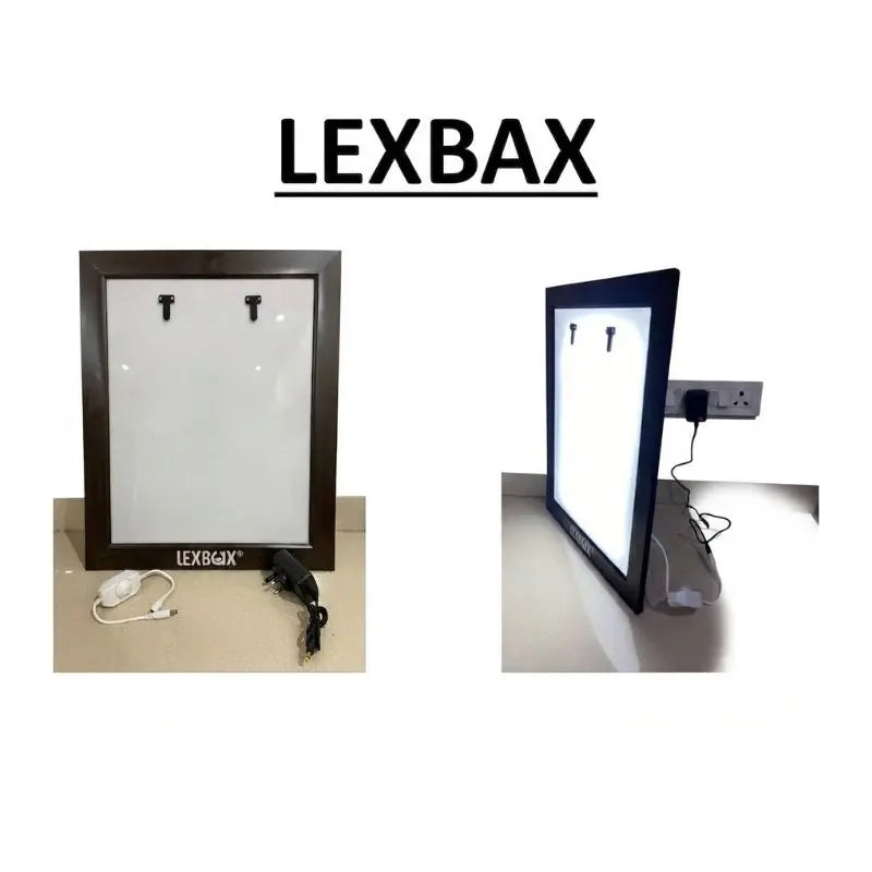 A side-by-side comparison of the X Ray View Box with light turned off and turned on.